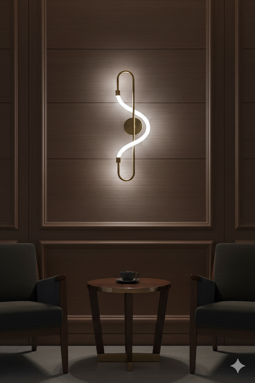 Champagne Metal Wall Light 3 Light Modes White / Warm / Daylight – Model 1008